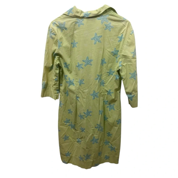 Lilly Pulitzer Green Starfish Print Shirt Dress Size 8 - Picture 2 of 3